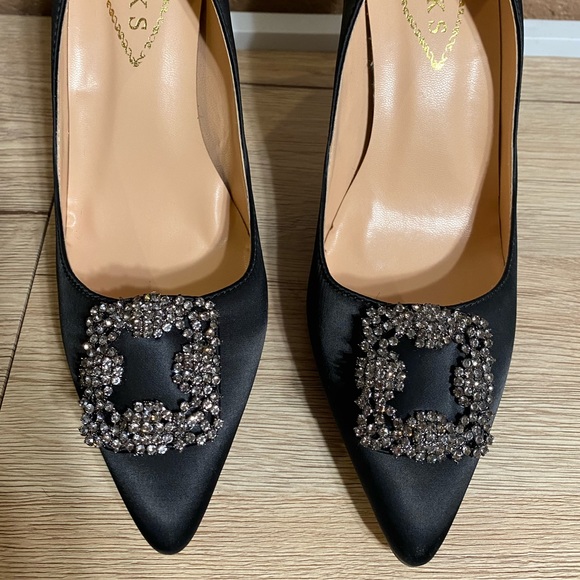 EKS Kricoa Satin High Heel Pumps Black 8 - Picture 14 of 16